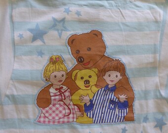 Pyjama customisé patch vintage - Bonne nuit les petits...avec nounours, nicolas et pimprenelle...retour en enfance