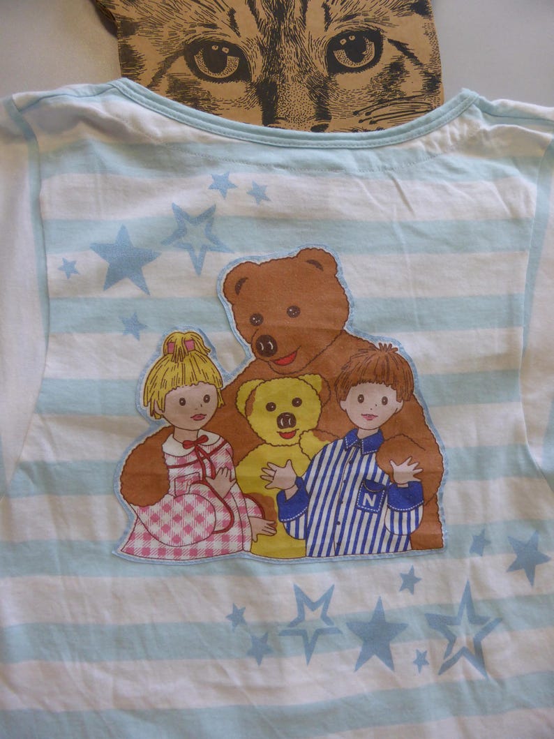 Pyjama customisé patch vintage Bonne nuit les petits...avec nounours, nicolas et pimprenelle...retour en enfance image 1