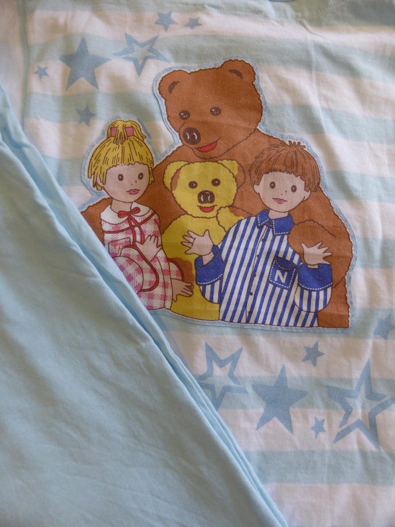 Pyjama customisé patch vintage Bonne nuit les petits...avec nounours, nicolas et pimprenelle...retour en enfance image 3