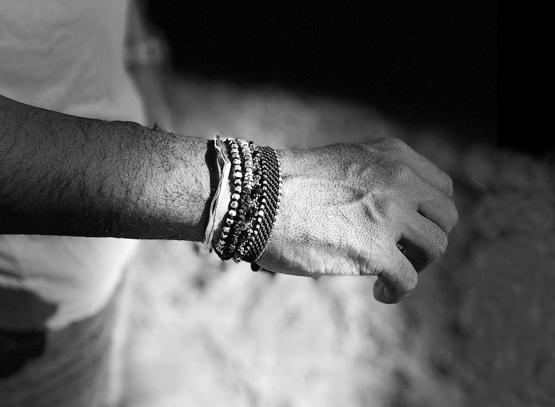 waxed cord men bracelet sterling silver faceted beads mens beach bracelet men macrame bracelet knotted bracelet for men