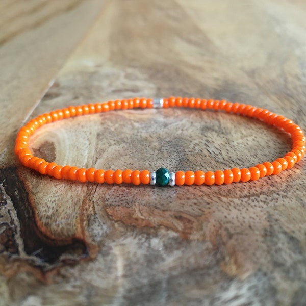 Orange Sapphire Malachite Bead Bracelet main image 0