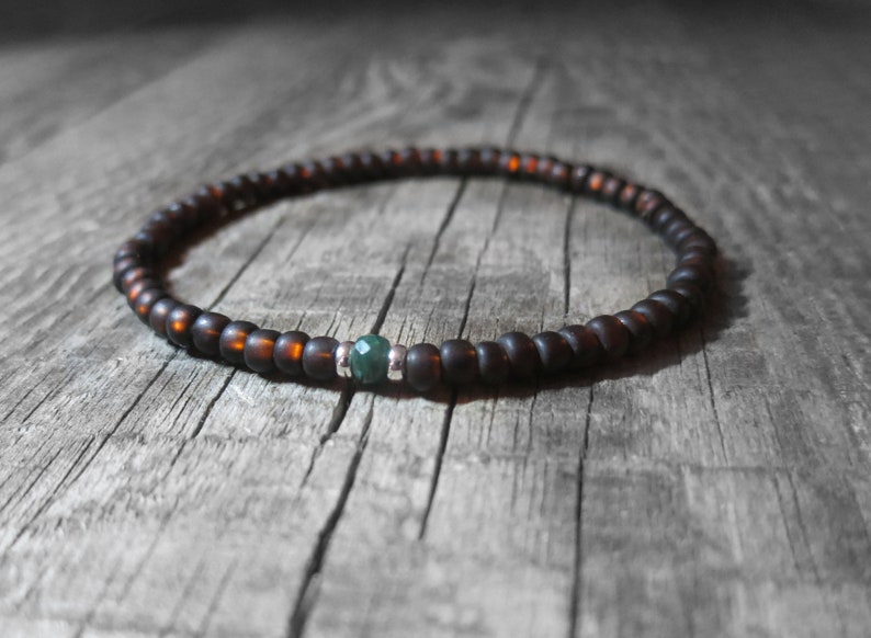 emerald bracelet minimalist bracelet birthday gift gift for men men bracelet dark brown bracelet husband gift gift for him