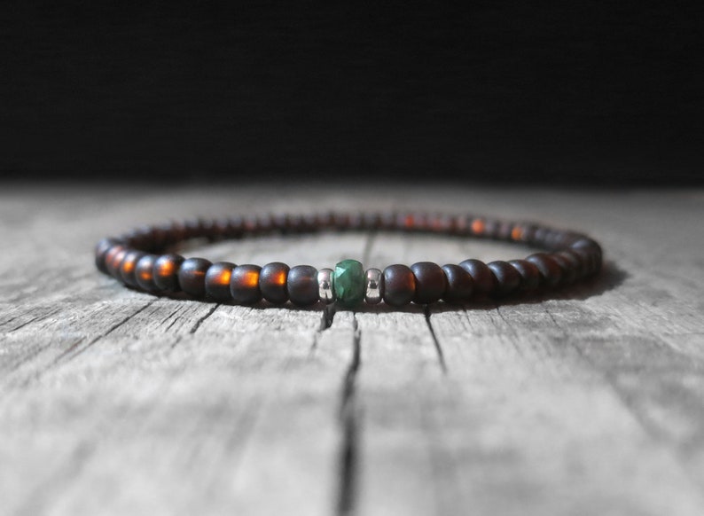 emerald bracelet minimalist bracelet birthday gift gift for men men bracelet dark brown bracelet husband gift gift for him