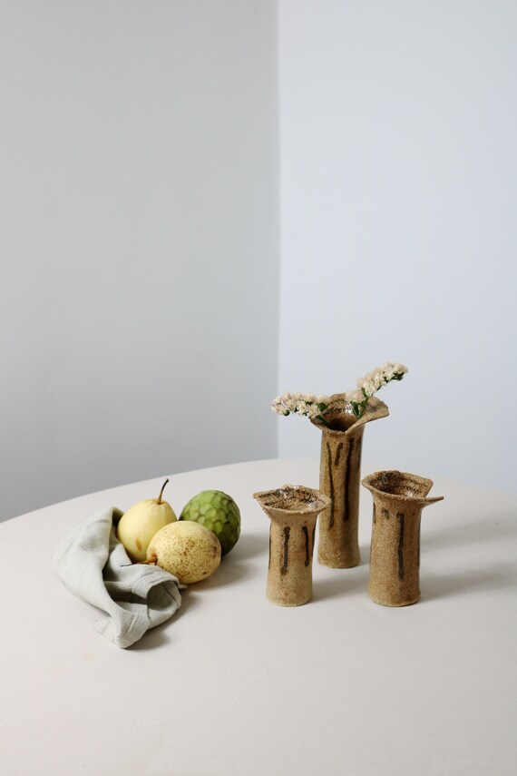 A Trio Of Vintage Studio Pottery Vases For A Lovely Display Etsy