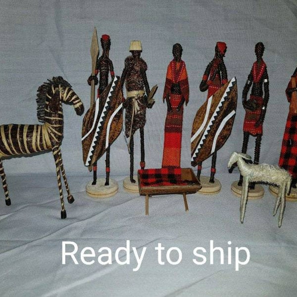 Christmas nativity set,maasai warrior nativity set,handmade nativity set,Christmas gift,Christmas decoration, gift for her,gift for him