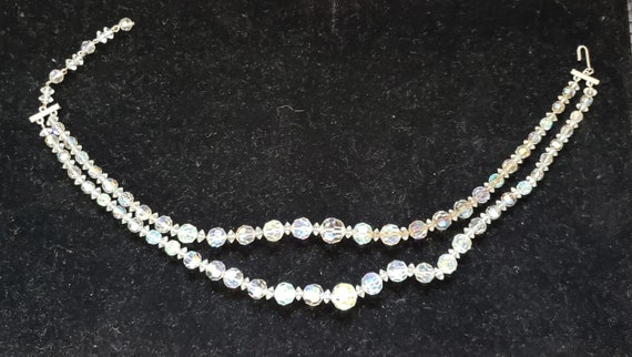 Vintage Faceted Glass Clear Beads Necklace - image 1