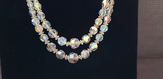 Vintage Faceted Glass Clear Beads Necklace - image 3