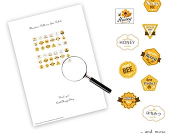 Honey Labels - Miniature Printable Labels for a Dollhouse | 1:12 | Printable sheet | Digital File | Instant Download