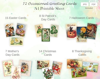 Printable Greeting Cards for Dollhouse: Valentine's Day, Easter, St Patrick's Day, Halloween, Christmas, Thanksgiving, DOWNLOAD, print