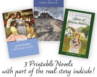 3 Printable Novels with Story inside | Dollhouse miniature books | 1:12 Scale | Instant Download PDF, JPG