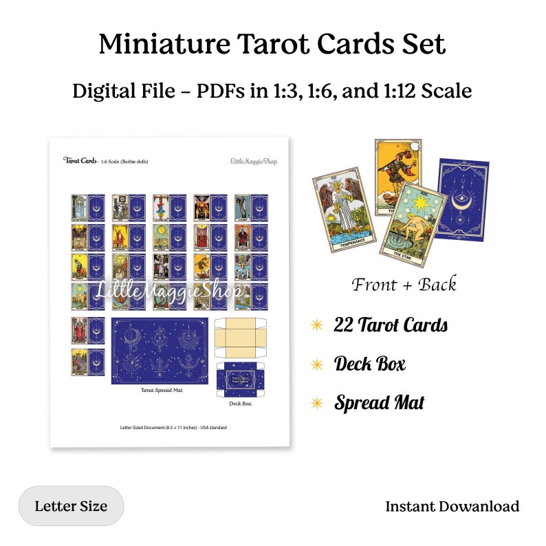 Printable Miniature Tarot Cards Deck Dollhouse Tarot Cards - Etsy