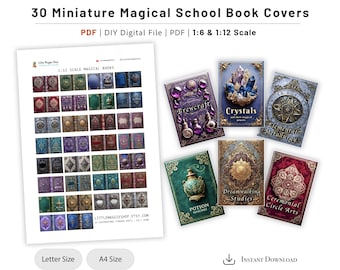 Miniature Magic School Book Covers, 1:6 and 1∶12 Scale (PDF)