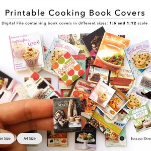 Miniature Printable Dollhouse Cooking Book Covers | Digital File | Dollhouse Bakery | DIY | Different Sizes - 1/12 Scale and 1/6 Scale | PDF