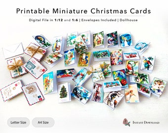 Printable Miniature Christmas Cards with Envelopes: Dollhouse (PDF Download)
