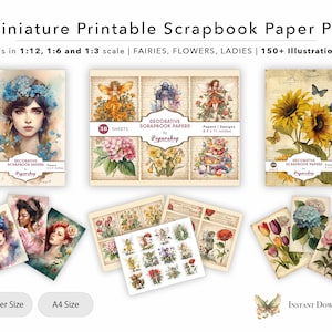 3 Scrapbook Paper Pads - Miniature Printable Book, Dollhouse Craft Room, Hobby Room, Digital File, PDF, 1/12, 1/6, 1/3 Scale