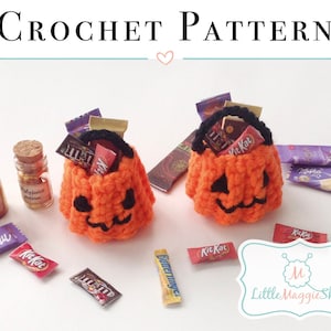 Miniature Crochet Pumpkin Bucket Pattern: Dollhouse Halloween (PDF Download)