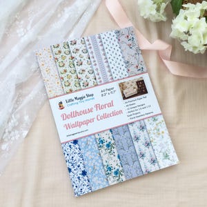 Dollhouse Floral Wallpapers Paper Collection, 12 Seamless Floral Designs, 48 A4 Sheets, Ready to Cut & Glue, Collection for 1/12, 1/6 Scale