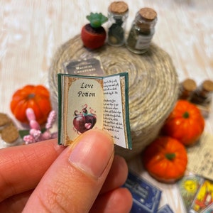 3 Printable Magical Books with pages Spells, Potions and Magical Creatures for Dollhouse Miniatures 1:12 Scale JPG Download image 6