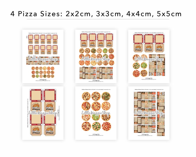 Printable Miniature Pizza Set Dollhouse Pizza Pizza Box Etsy