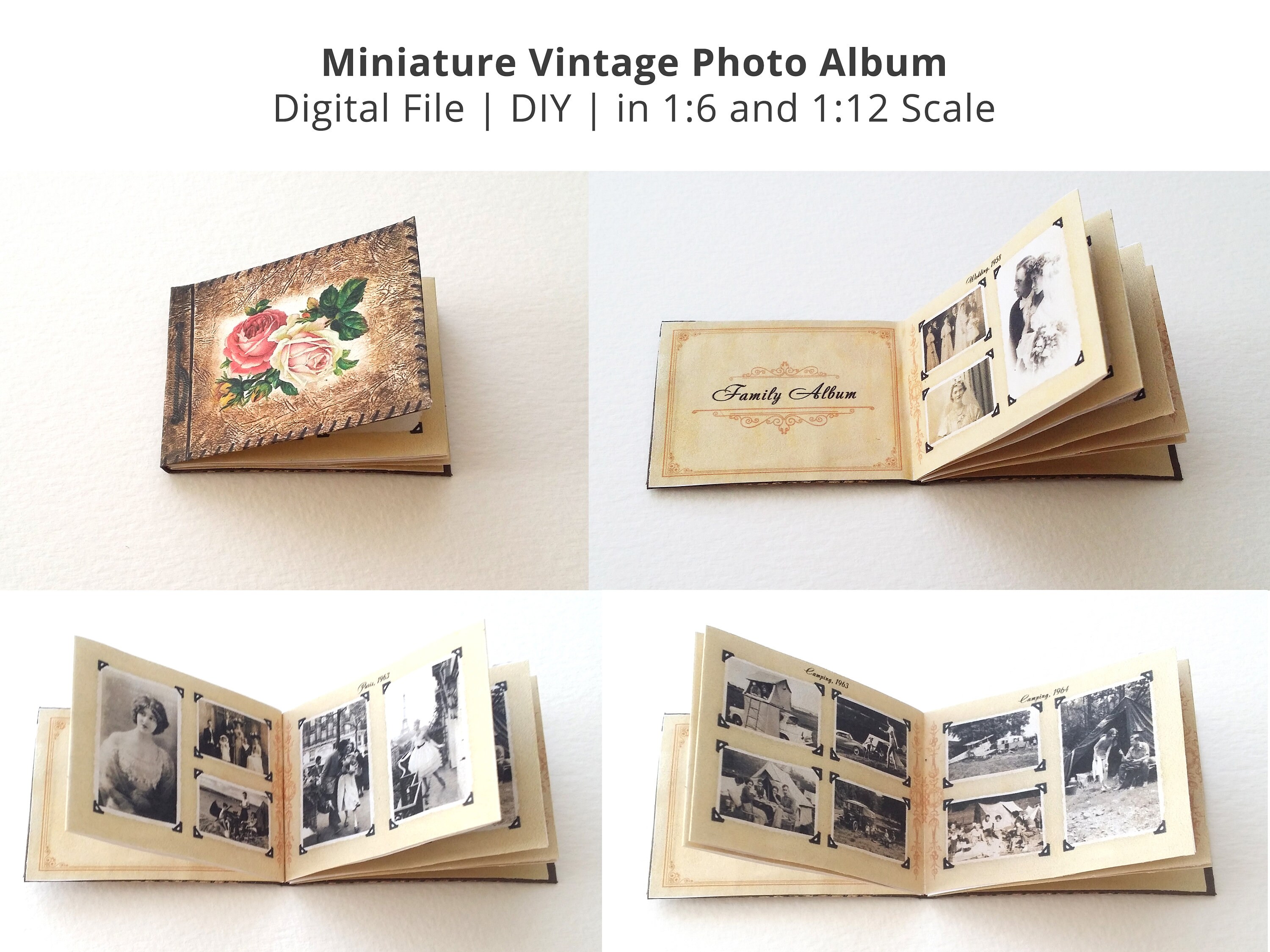 Miniature Printable Vintage Photo Album DIY Digital File Etsy