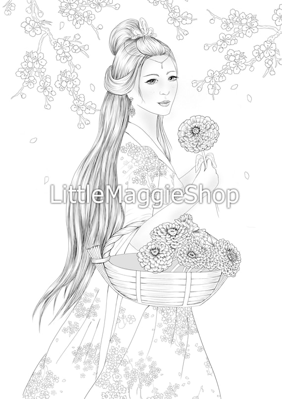 Instant Download Chinese Coloring Page