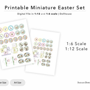 Miniature Printable Easter Set | Dollhouse Printable Plates, Bags and ...