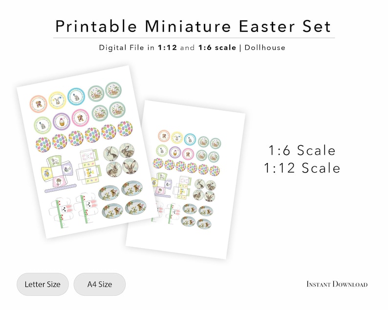 Miniature Printable Easter Set Dollhouse Printable Plates - Etsy