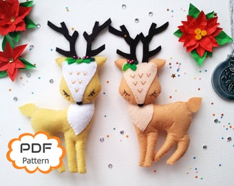 Felt Reindeer Pattern | Felt Christmas Reindeer | Christmas Ornaments Decor | PDF Pattern | DIY | Sewing