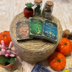 3 Printable Magical Books with pages Spells, Potions and Magical Creatures for Dollhouse Miniatures 1:12 Scale JPG Download image 5