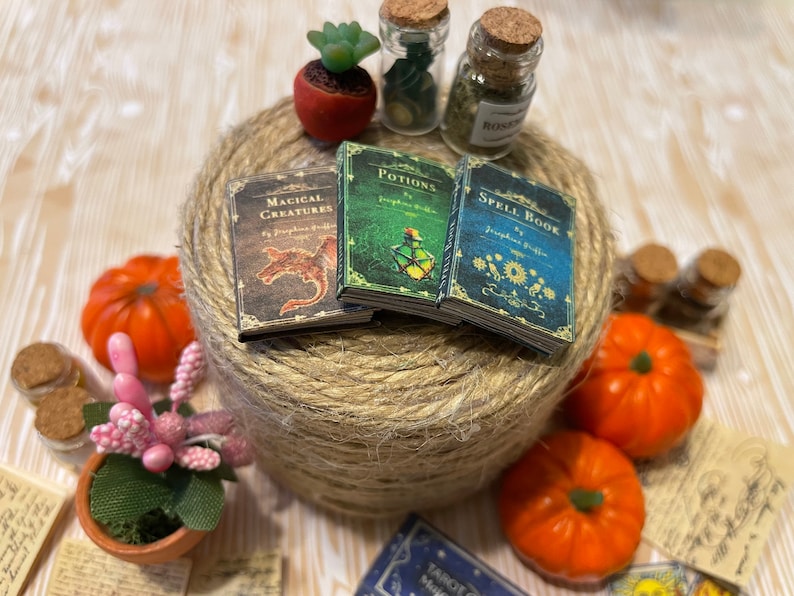 3 Printable Magical Books with pages Spells, Potions and Magical Creatures for Dollhouse Miniatures 1:12 Scale JPG Download image 5