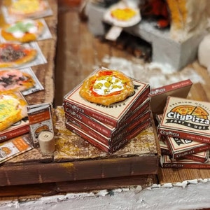 Printable Miniature Pizza Set Dollhouse Pizza Pizza Box Menu Pizzas ...
