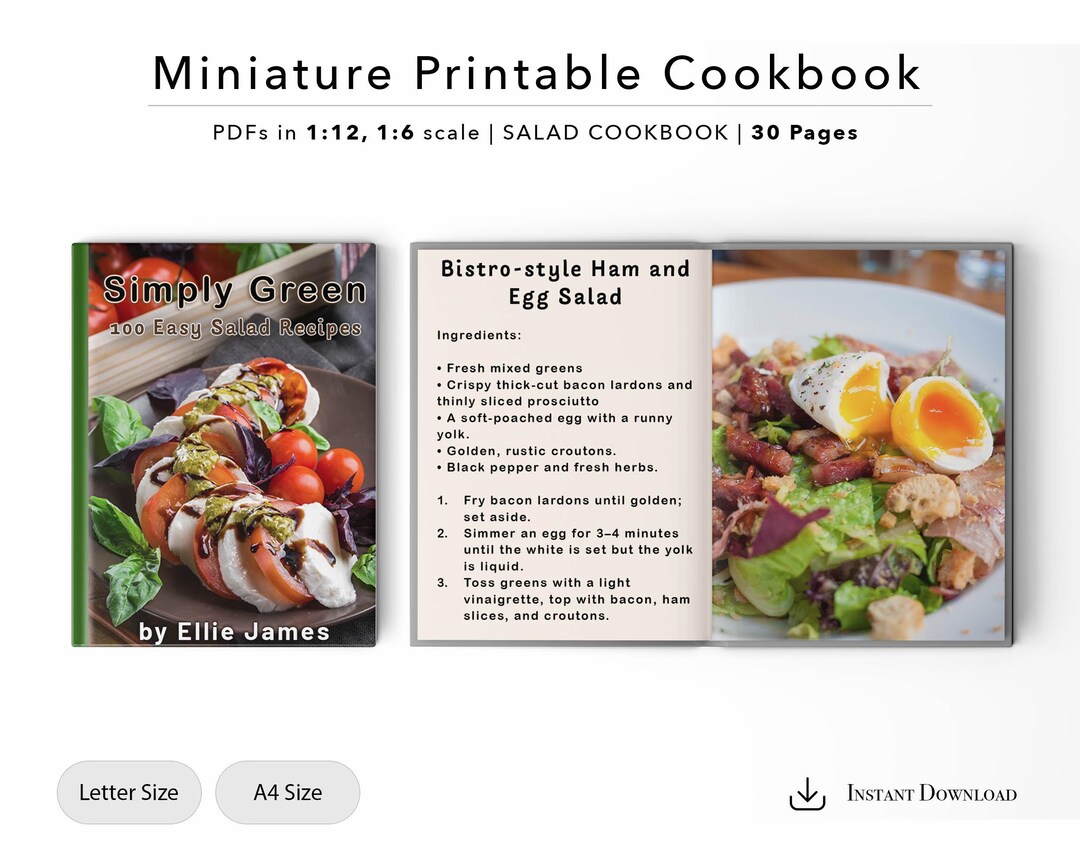 Dollhouse Salad Cookbook, Miniature Recipe Book 1/12 & 1/6 Scale (PDF ...