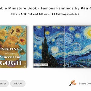 Berühmte Gemälde von Van Gogh - Printable Miniature Book | Puppenhaus Buch | 20 Gemälde | Digitale Datei | PDF | 1/12 | 1/6 | 1/3 Maßstab