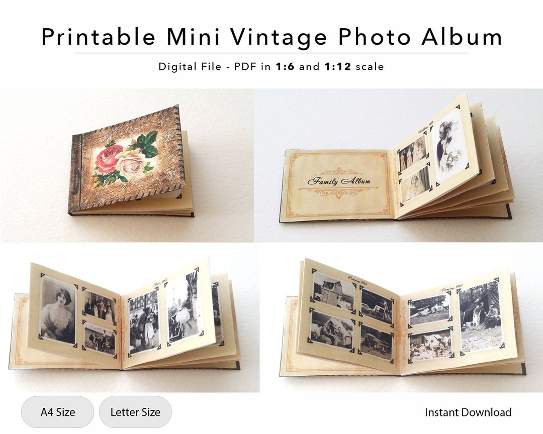 Miniature Printable Vintage Photo Album | DIY | Digital File | Instant ...