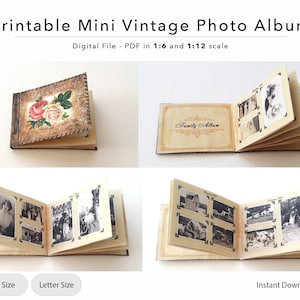 Miniatur druckbares Vintages Fotoalbum | Basteln | Digitale Datei | Sofortdownload | PDF | 1-6 Skala | 1-12 Skala | A4 und Letter Size enthalten