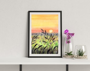 Sunset - Printable watercolor painting DOWNLOAD and print Digital print