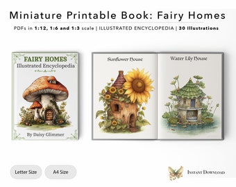 Fairy Homes Enzyklopädie - Miniaturbuch zum Ausdrucken | Puppenhaus Buch | 30 Illustrationen | Digitale Datei | PDF | 1/12 | 1/6 | 1/3 Skala