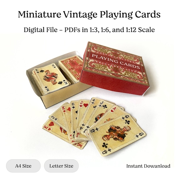 Printable Miniature Playing Cards Vintage Antique | Etsy