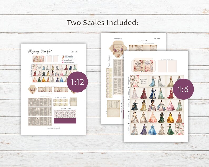 Regency Pattern Paper Sheets Regency Miniature Printable Set: Ballroom Dresses, Society Paper ...