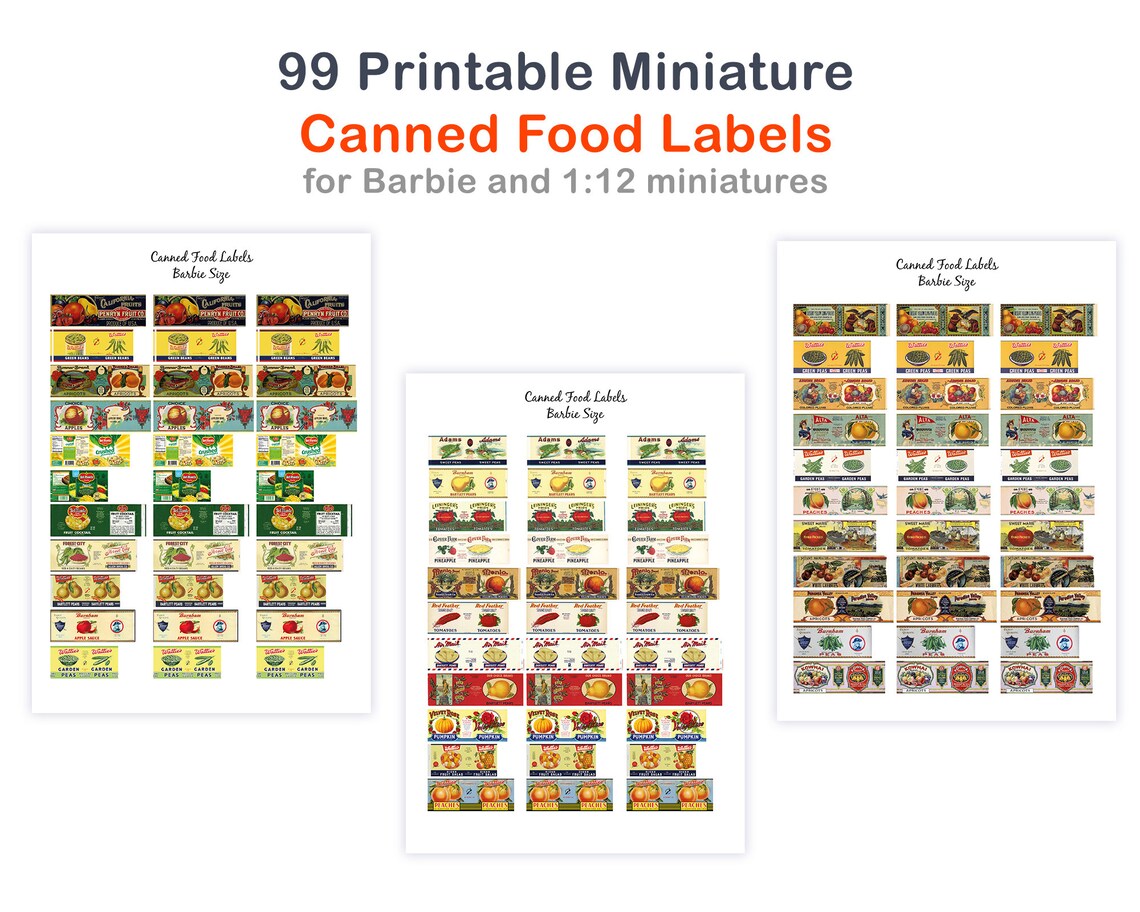printable canned food labels dollhouse miniatures barbie etsy