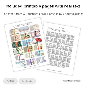 18 Printable Miniature Christmas Books With Pages | Text From Christmas Carol | Dollhouse ...