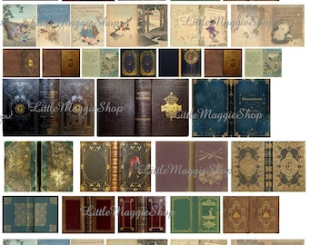Miniature Book Covers: Vintage Designs for Dollhouse Books (PDF & JPG)