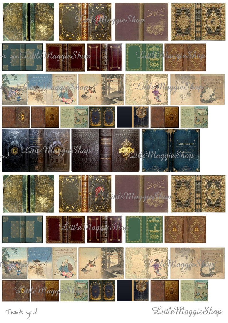 Lot de couvertures de livres miniatures vintage, différentes tailles, pour miniatures et livres de maisons de poupées DIY Fichiers numériques aux formats PDF et JPG image 1