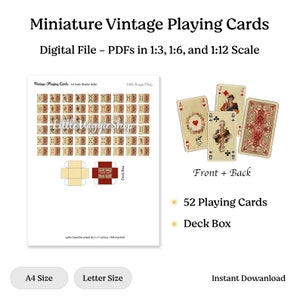 Printable Miniature Playing Cards | Vintage | Antique | Dollhouse | BJD ...