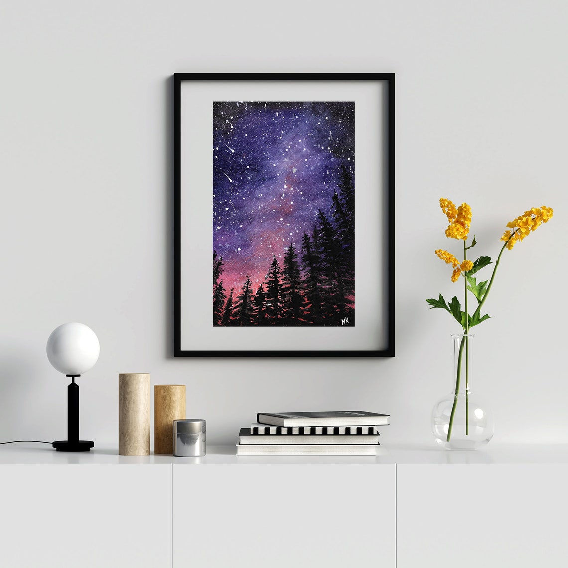 Starry Night the Milky Way Printable Watercolor Painting - Etsy