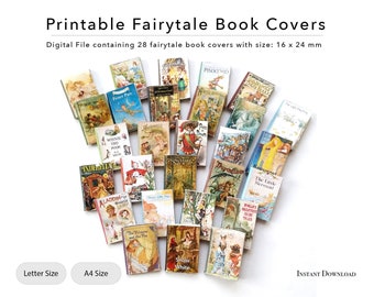 28 Printable Miniature Fairytale Book Covers Set | 1:12 | Fairy tale covers | Printable Sheet | Dollhouse | Digital download | JPG | PDF