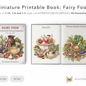 Fairy Food Enzyklopädie - Printable Miniaturbuch | Puppenhaus Buch | 30 Illustrationen | Digitale Datei | PDF | 1/12 | 1/6 | 1/3 Maßstab