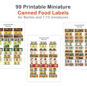 Miniature Printable Canned Food Labels Dollhouse Miniatures 1/6 Scale 1 ...