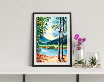 The Two Trees - Printable watercolor painting DOWNLOAD and print Digital print