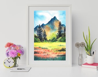 The top of the world - Printable watercolor painting DOWNLOAD and print Digital print